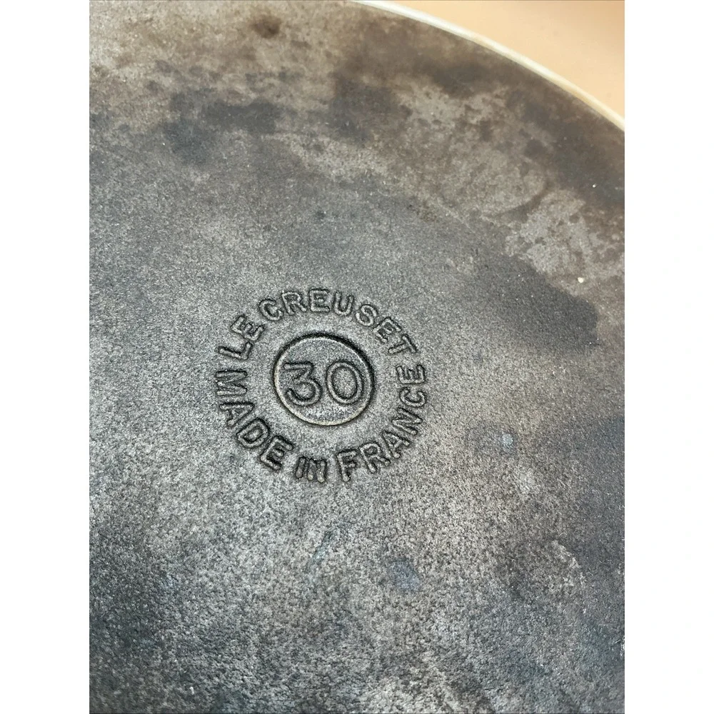 Vtg Le Creuset 30 Cast Iron Round Grill Pan Skillet 12